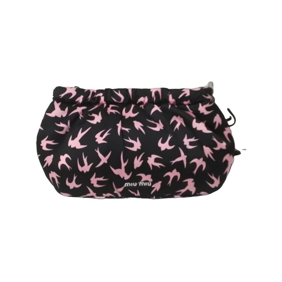 Miu Miu Swallow Pattern Chain Shoulder Bag Black Pink - Picture 3 of 9
